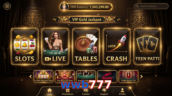 Main screen of Wwb777 casino page for PK players